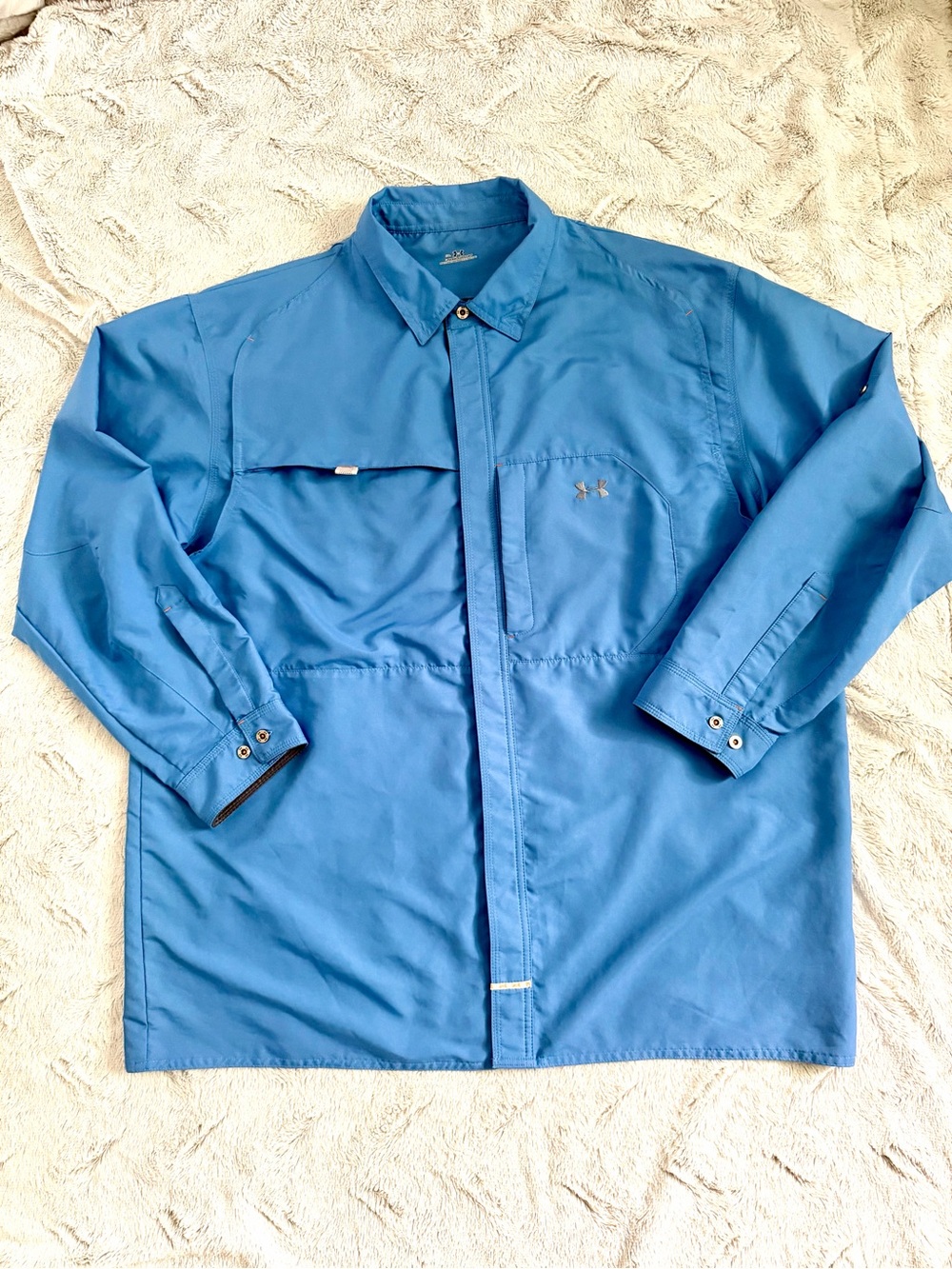 Under Armour Shirt 3XL Men’s Long Sleeve Fishing Vented Tide chaser blue